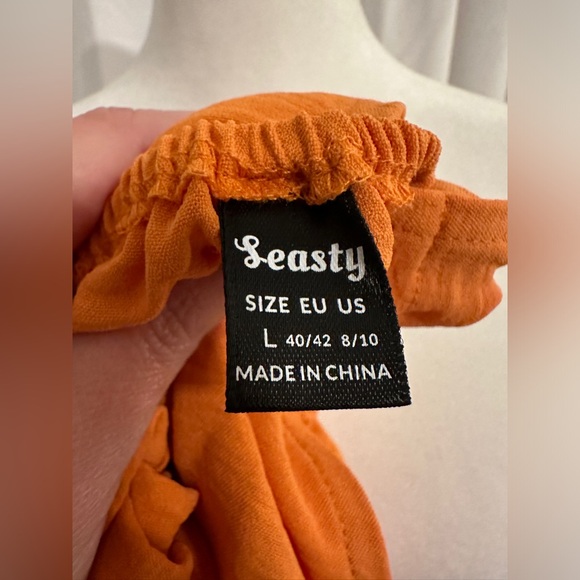 Orange Peplum Adjustable Open Back Blouse Size Large - Picture 3 of 3